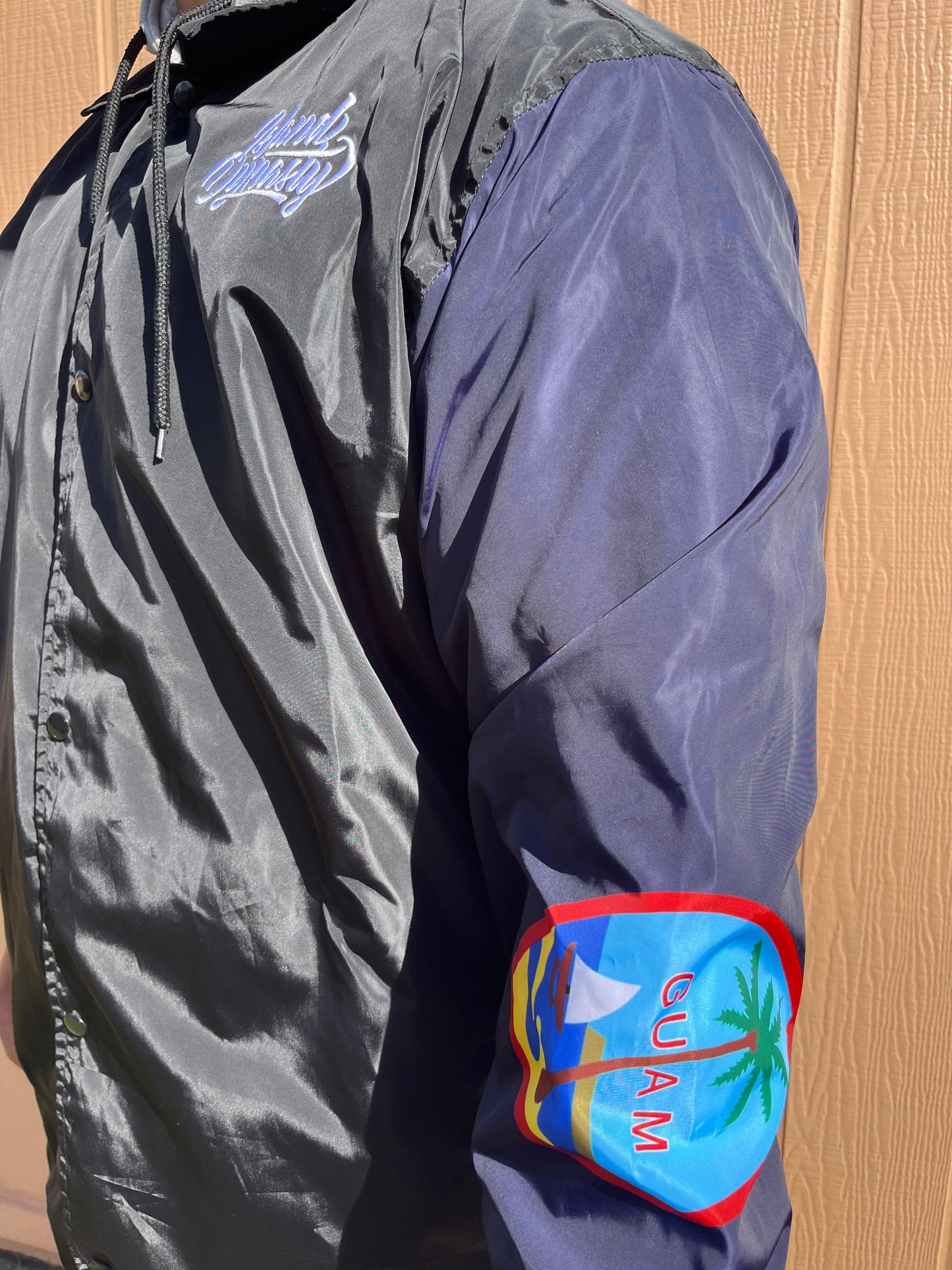 Island Dynasty Guam Flag Windbreaker - Island Dyansty Apparel OuterwearUp close photo of the Guam Flag Sleeve of the Island Dynasty Guam Flag Windbreaker