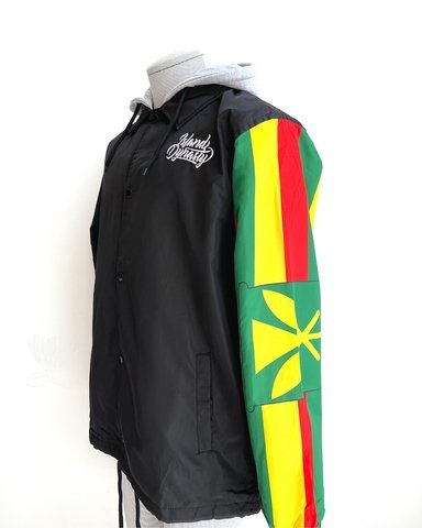 Island Dynasty Kanaka Maoli Windbreaker - Island Dyansty Apparel OuterwearSide View image showing the Kanaka Maoli Flag on the left sleeve of the Island Dynasty Kanaka Maoli Windbreaker