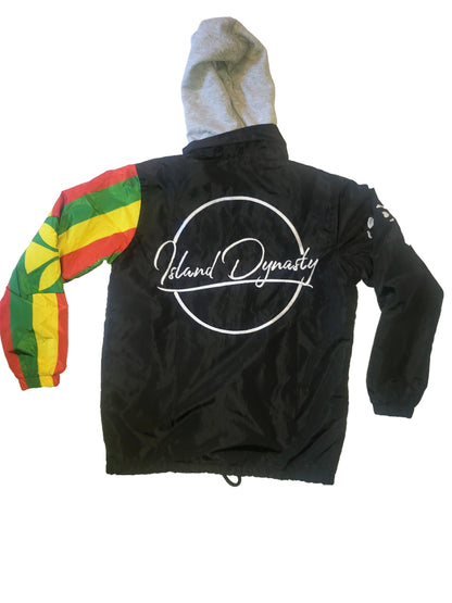 Island Dynasty Kanaka Maoli Windbreaker - Island Dyansty Apparel OuterwearBack view image showing the embroidered Island Dynasty Logo on the Kanaka Maoli Windbreaker