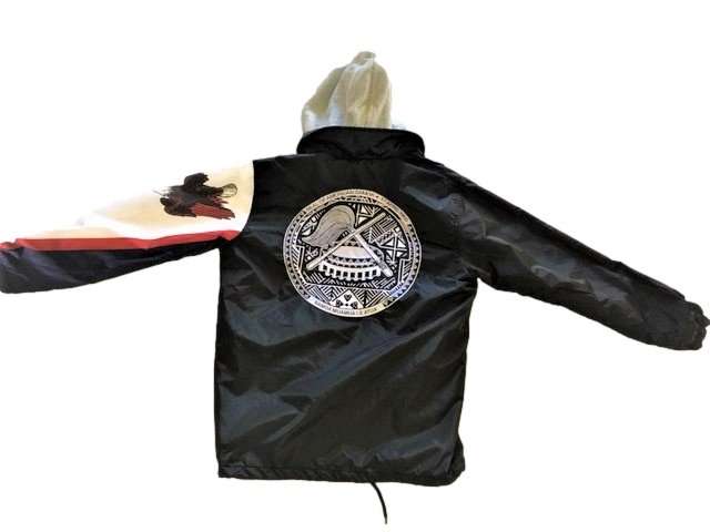 Island Dynasty Samoan Windbreaker - Island Dyansty Apparel OuterwearComplete back view of the Island Dynasty American Samoan FLag Windbreaker showing the embroidered AMerican Samoan seal and left sleeve with the American Samoan Flag